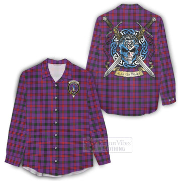 Montgomery Tartan Women's Casual Shirt with Family Crest Celtic Skull Style