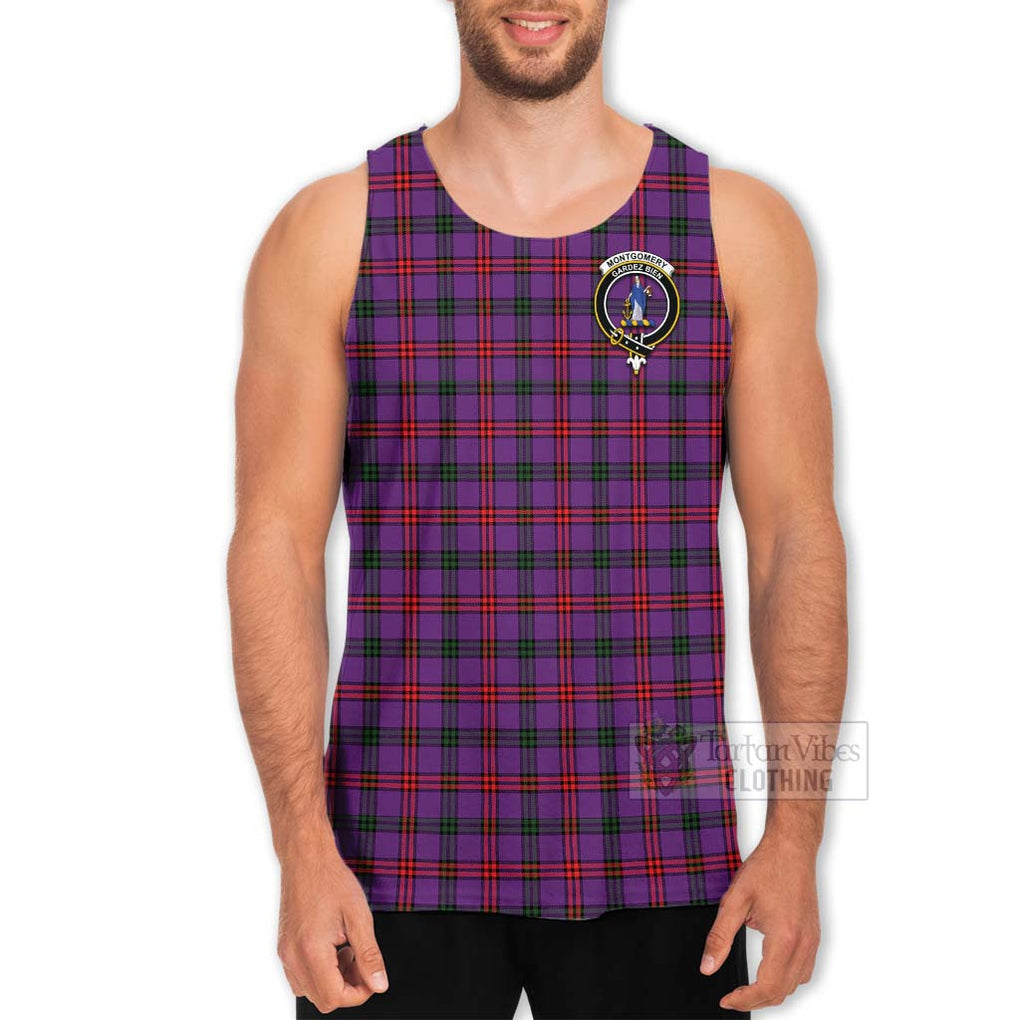 Tartan Vibes Clothing Montgomery Tartan Men's Tank Top with Family Crest Celtic Skull Style