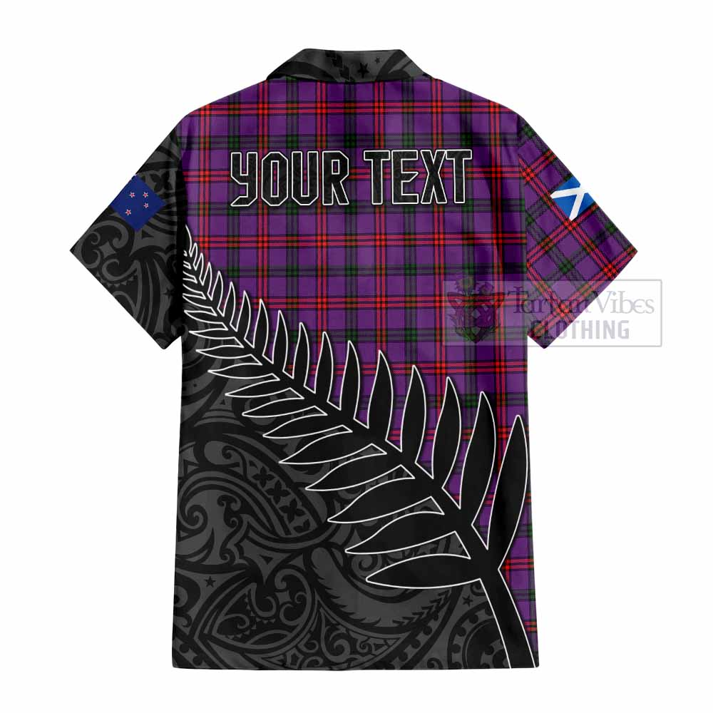 Tartan Vibes Clothing Montgomery Crest Tartan Short Sleeve Button Shirt with New Zealand Silver Fern Half Style