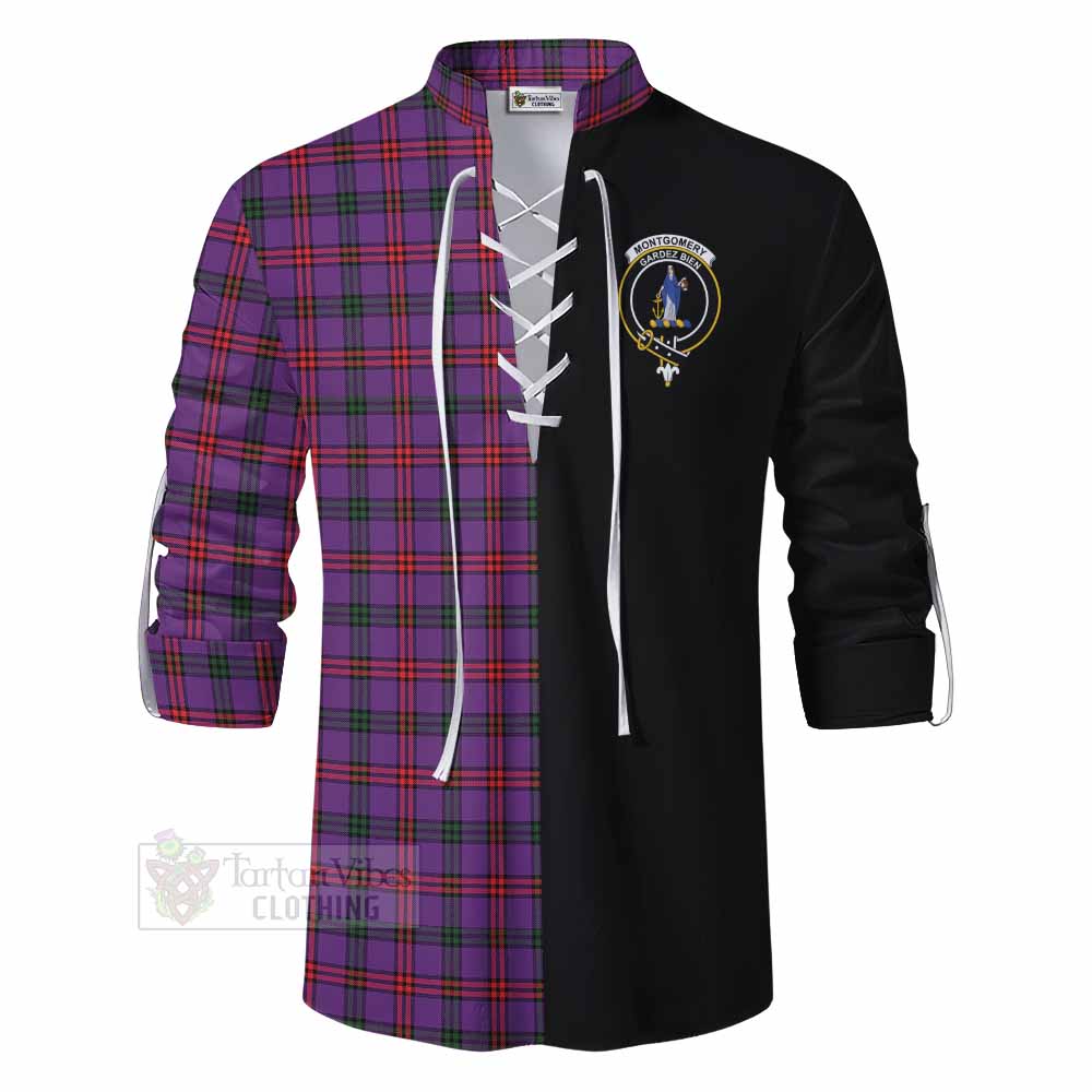 Tartan Vibes Clothing Montgomery Tartan Ghillie Kilt Shirt with Family Crest and Half Of Me Style