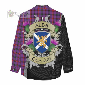 Montgomery Tartan Family Crest Women's Casual Shirt Lion Rampant Royal Thistle Shield Celtic Inspired