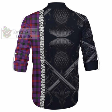 Montgomery Tartan Ghillie Kilt Shirt with Family Crest Cross Sword Thistle Celtic Vibes