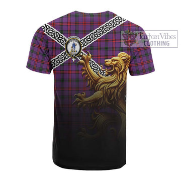 Montgomery Crest Tartan Cotton T-shirt with Golden Lion Emblem Celtic Style - Tartan Vibes Clothing