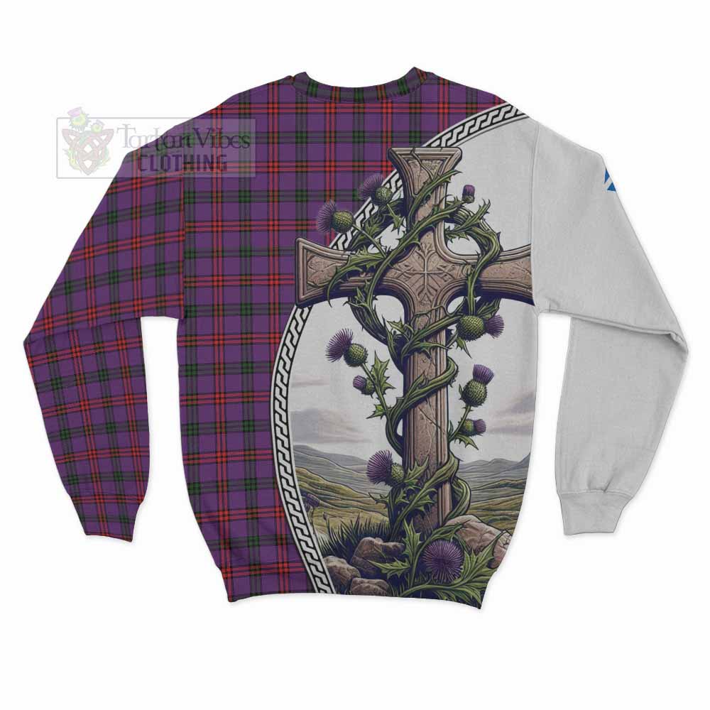 Tartan Vibes Clothing Montgomery Tartan Sweatshirt with Family Crest and St. Andrew's Cross Accented by Thistle Vines