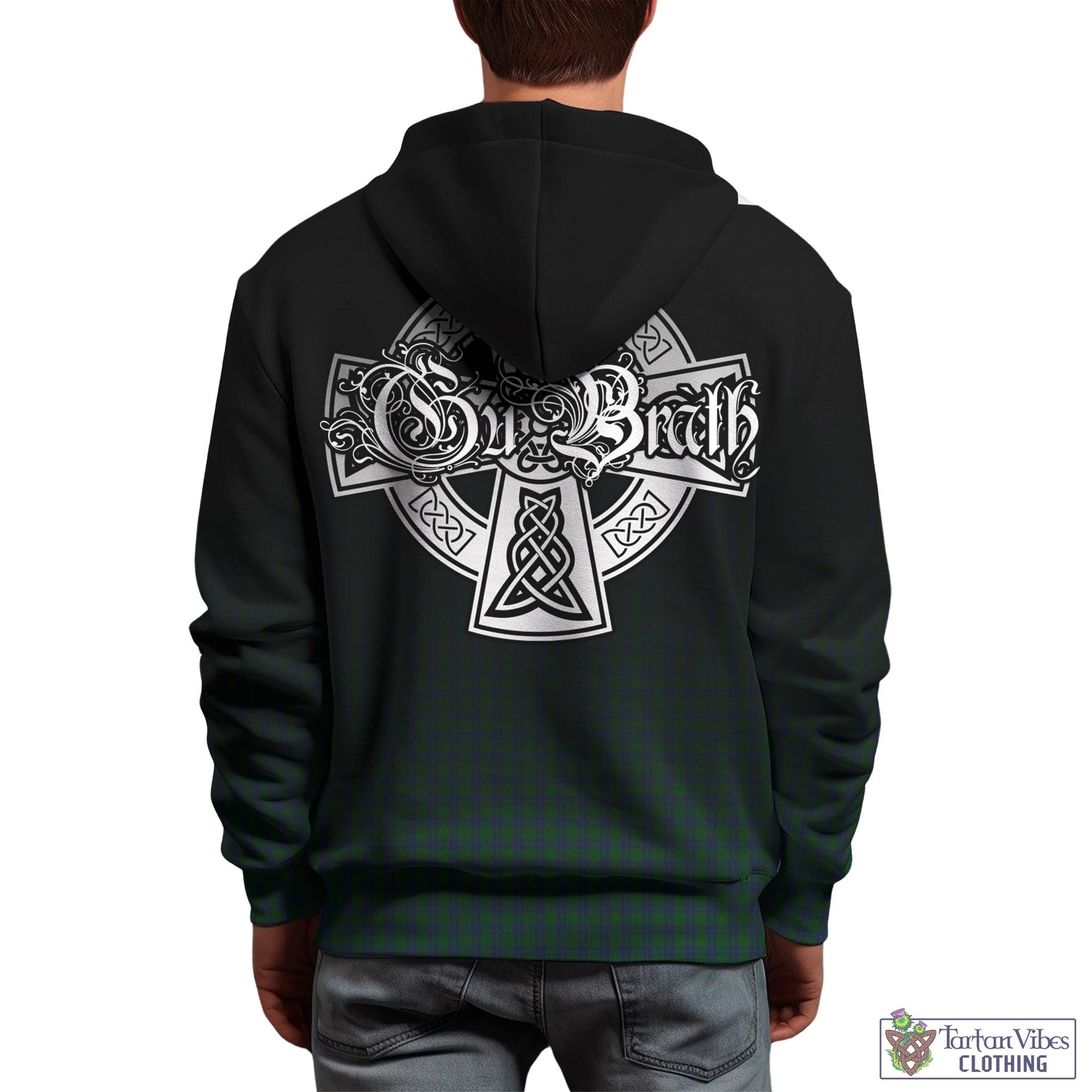 Tartan Vibes Clothing Montgomery Tartan Hoodie Featuring Alba Gu Brath Family Crest Celtic Inspired