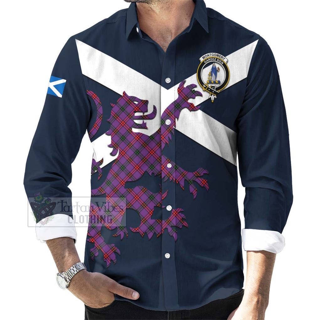 Tartan Vibes Clothing Montgomery Tartan Lion Rampant Long Sleeve Button Shirt – Proudly Display Your Heritage with Alba Gu Brath and Clan Name