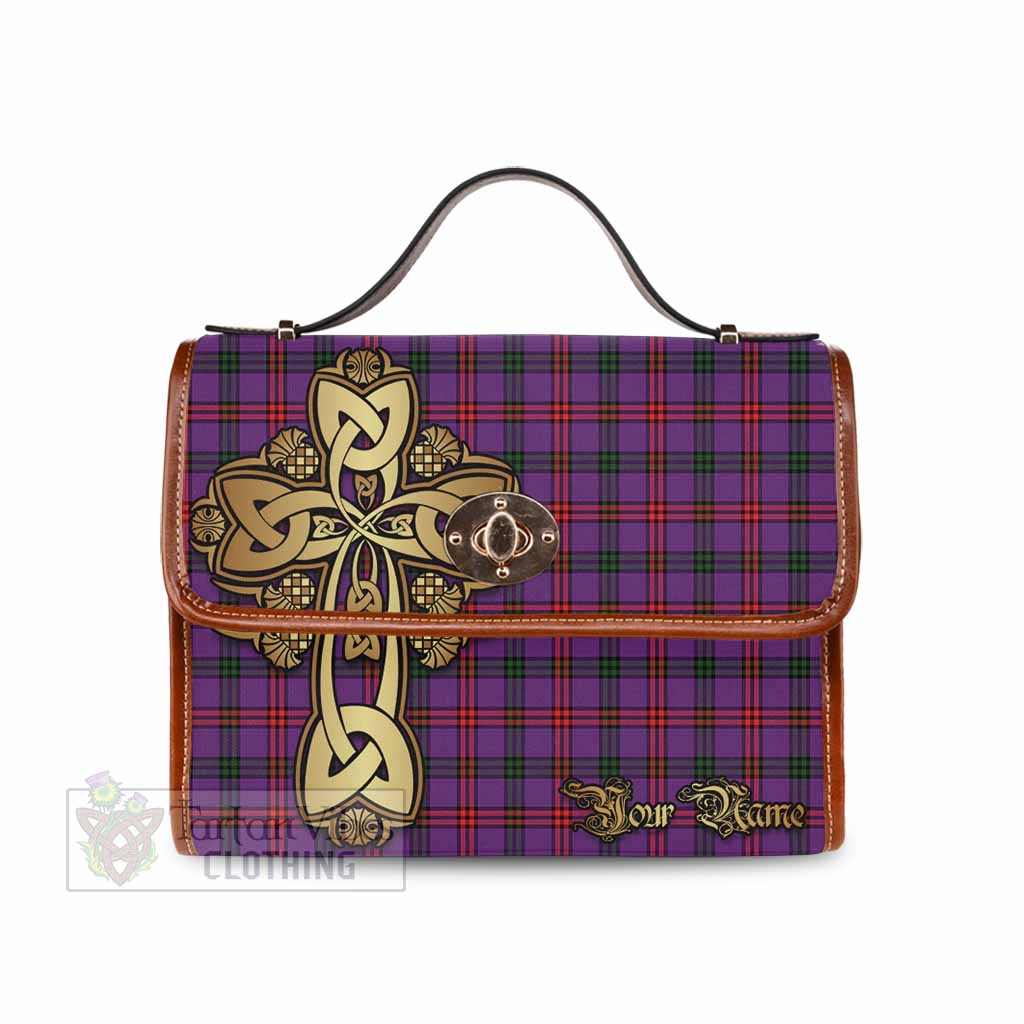 Tartan Vibes Clothing Montgomery Tartan Waterproof Canvas Bag Golden Thistle Celtic Cross Style