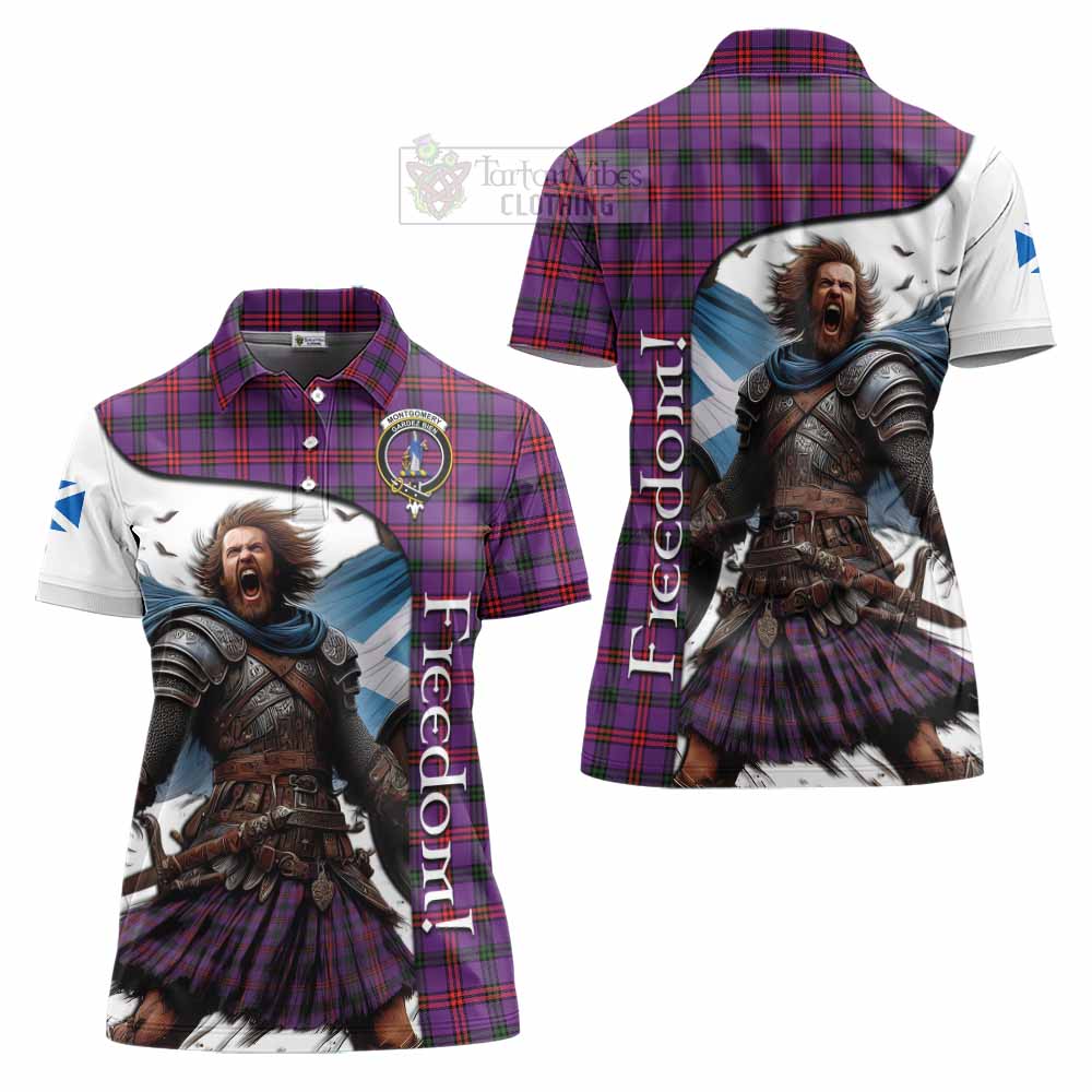 Tartan Vibes Clothing Montgomery Crest Tartan Women's Polo Shirt Inspired by the Freedom of Scottish Warrior