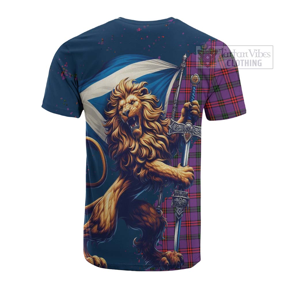 Tartan Vibes Clothing Montgomery Tartan Family Crest Cotton T-shirt with Scottish Majestic Lion