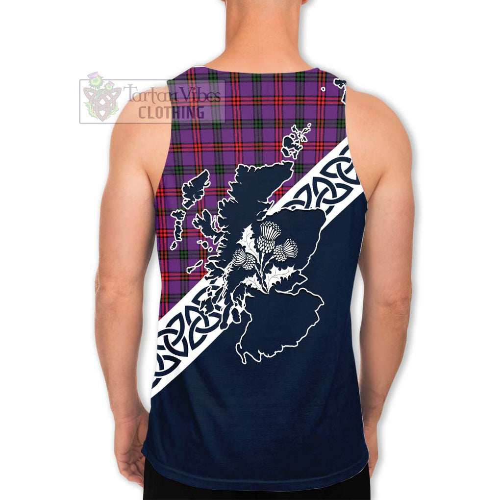 Tartan Vibes Clothing Montgomery Tartan Men's Tank Top Featuring Thistle and Scotland Map