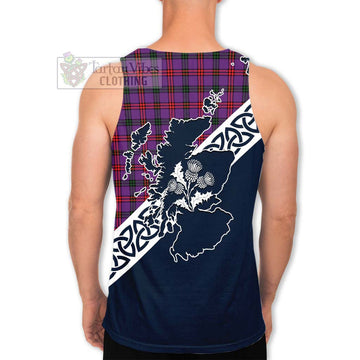 Montgomery Tartan Men's Tank Top Featuring Thistle and Scotland Map