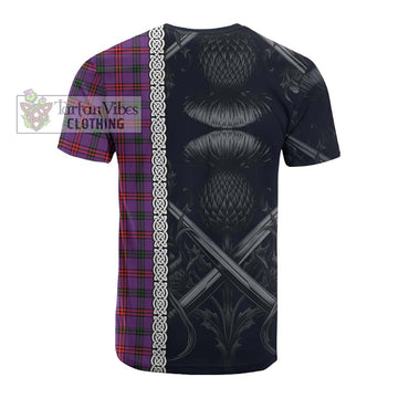 Montgomery Tartan Cotton T-shirt with Family Crest Cross Sword Thistle Celtic Vibes