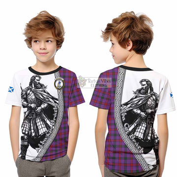 Montgomery Tartan Clan Crest Kid T-Shirt with Highlander Warrior Celtic Style