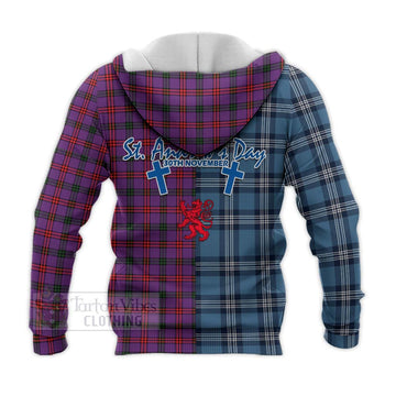 Montgomery Tartan Knitted Hoodie Happy St. Andrew's Day Half Tartan Style