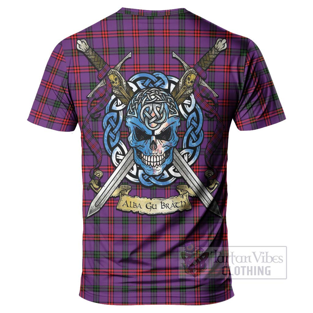 Tartan Vibes Clothing Montgomery Tartan T-Shirt with Family Crest Celtic Skull Style