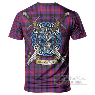 Montgomery Tartan T-Shirt with Family Crest Celtic Skull Style