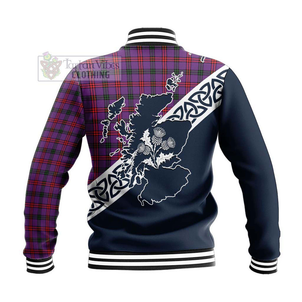 Tartan Vibes Clothing Montgomery Tartan Baseball Jacket Featuring Thistle and Scotland Map