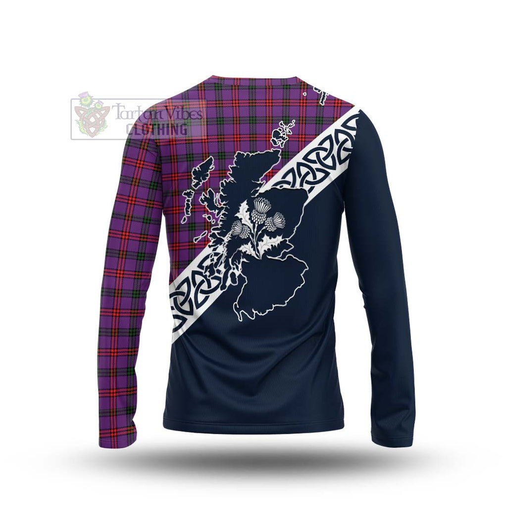 Tartan Vibes Clothing Montgomery Tartan Long Sleeve T-Shirt Featuring Thistle and Scotland Map