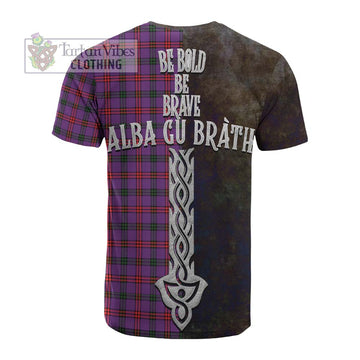 Montgomery Tartan Family Crest Cotton T-shirt Alba Gu Brath Be Brave Lion Ancient Style - Tartan Vibes Clothing