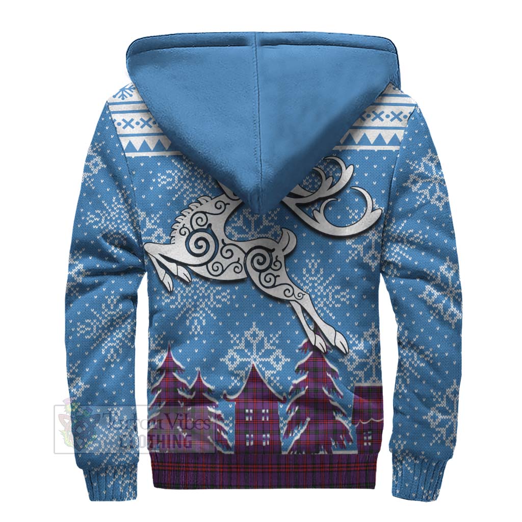 Tartan Vibes Clothing Montgomery Clan Christmas Sherpa Hoodie Celtic Reindeer Style