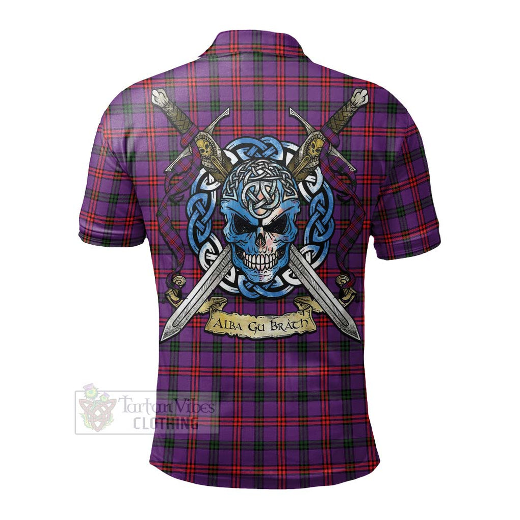 Tartan Vibes Clothing Montgomery Tartan Polo Shirt with Family Crest Celtic Skull Style