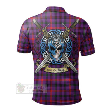 Montgomery Tartan Polo Shirt with Family Crest Celtic Skull Style