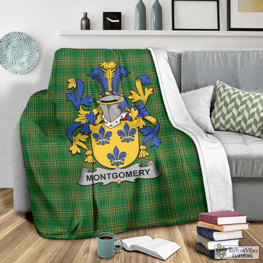 Tartan Vibes Clothing Montgomery Irish Clan Tartan Blanket with Coat of Arms