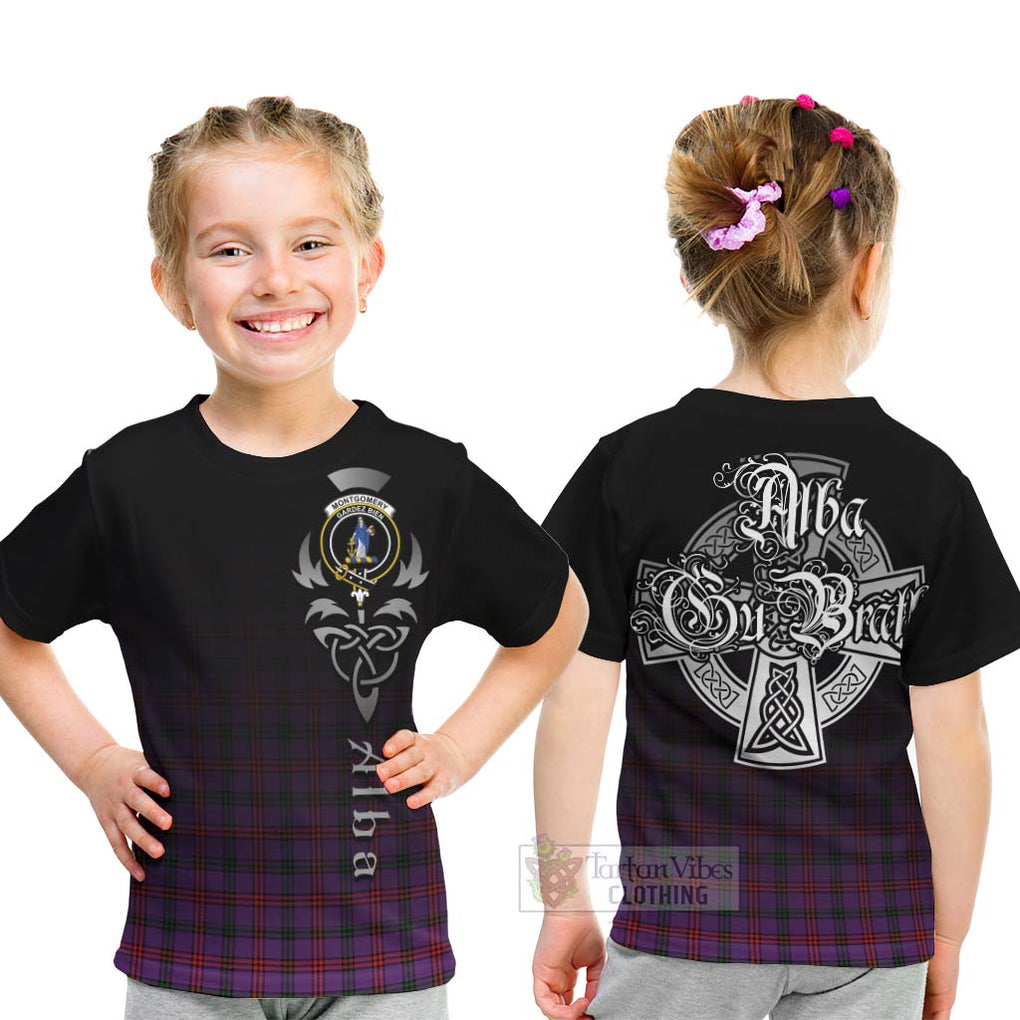 Tartan Vibes Clothing Montgomery Tartan Kid T-Shirt Featuring Alba Gu Brath Family Crest Celtic Inspired