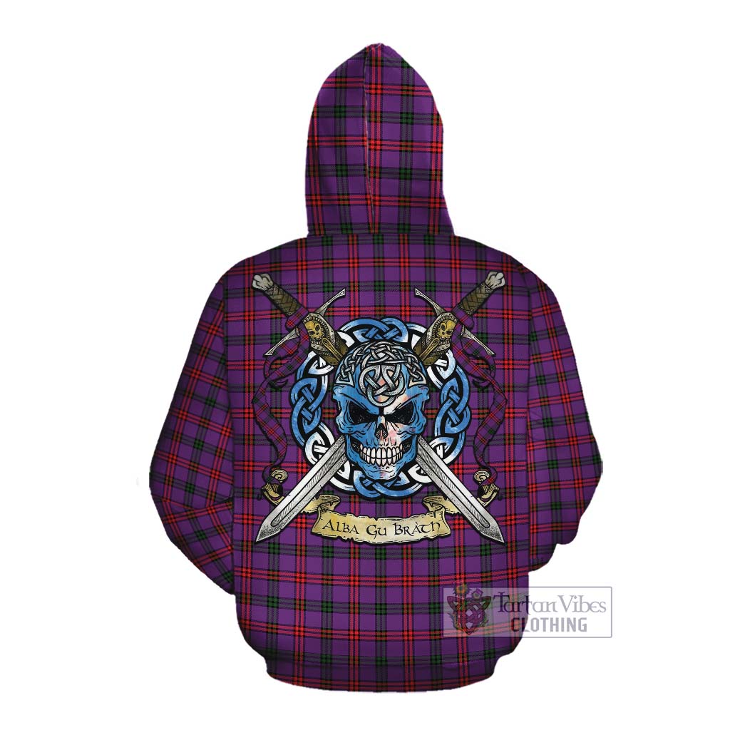 Tartan Vibes Clothing Montgomery Tartan Cotton Hoodie with Family Crest Celtic Skull Style