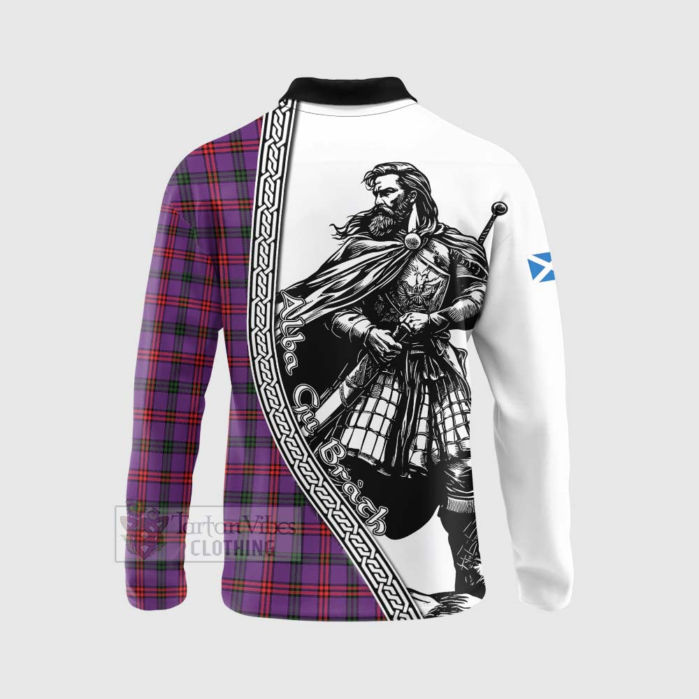 Tartan Vibes Clothing Montgomery Tartan Clan Crest Long Sleeve Polo Shirt with Highlander Warrior Celtic Style