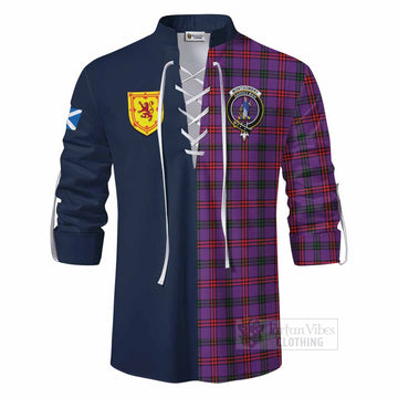 Montgomery Tartan Ghillie Kilt Shirt Alba with Scottish Lion Royal Arm Half Style