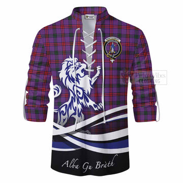 Montgomery Tartan Ghillie Kilt Shirt with Alba Gu Brath Regal Lion Emblem