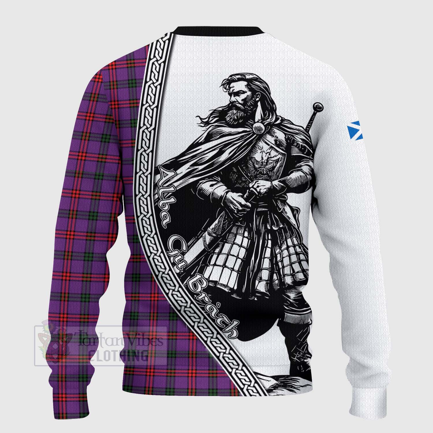 Tartan Vibes Clothing Montgomery Tartan Clan Crest Knitted Sweater with Highlander Warrior Celtic Style