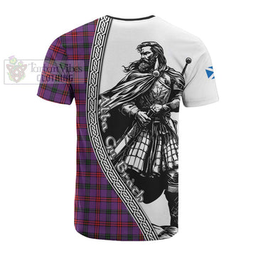 Montgomery Tartan Clan Crest Cotton T-shirt with Highlander Warrior Celtic Style