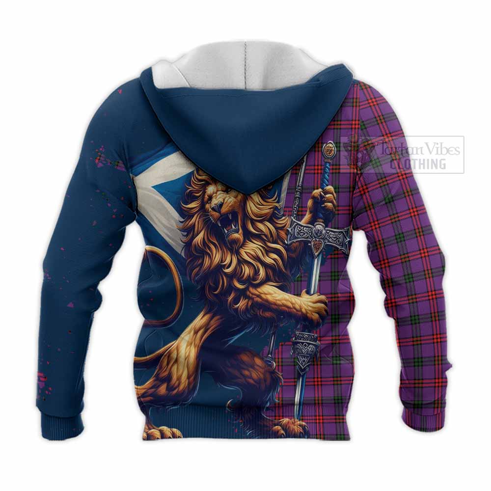 Tartan Vibes Clothing Montgomery Tartan Family Crest Knitted Hoodie with Scottish Majestic Lion