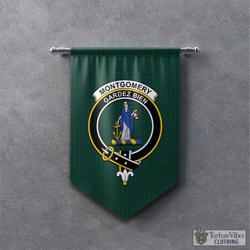 Montgomery Tartan Gonfalon, Tartan Banner with Family Crest