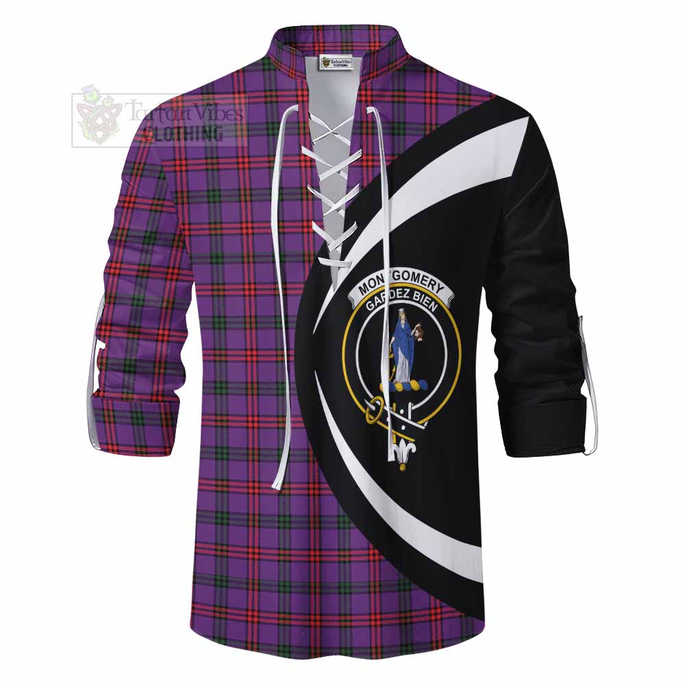 Tartan Vibes Clothing Montgomery Tartan Ghillie Kilt Shirt with Family Crest Circle Style