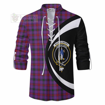 Montgomery Tartan Ghillie Kilt Shirt with Family Crest Circle Style