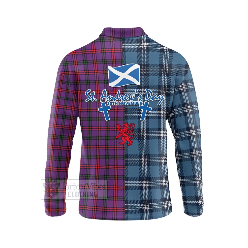 Tartan Vibes Clothing Montgomery Tartan Long Sleeve Polo Shirt Happy St. Andrew's Day Half Tartan Style