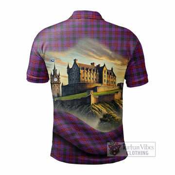 Montgomery Tartan Family Crest Polo Shirt with Scottish Ancient Castle Style