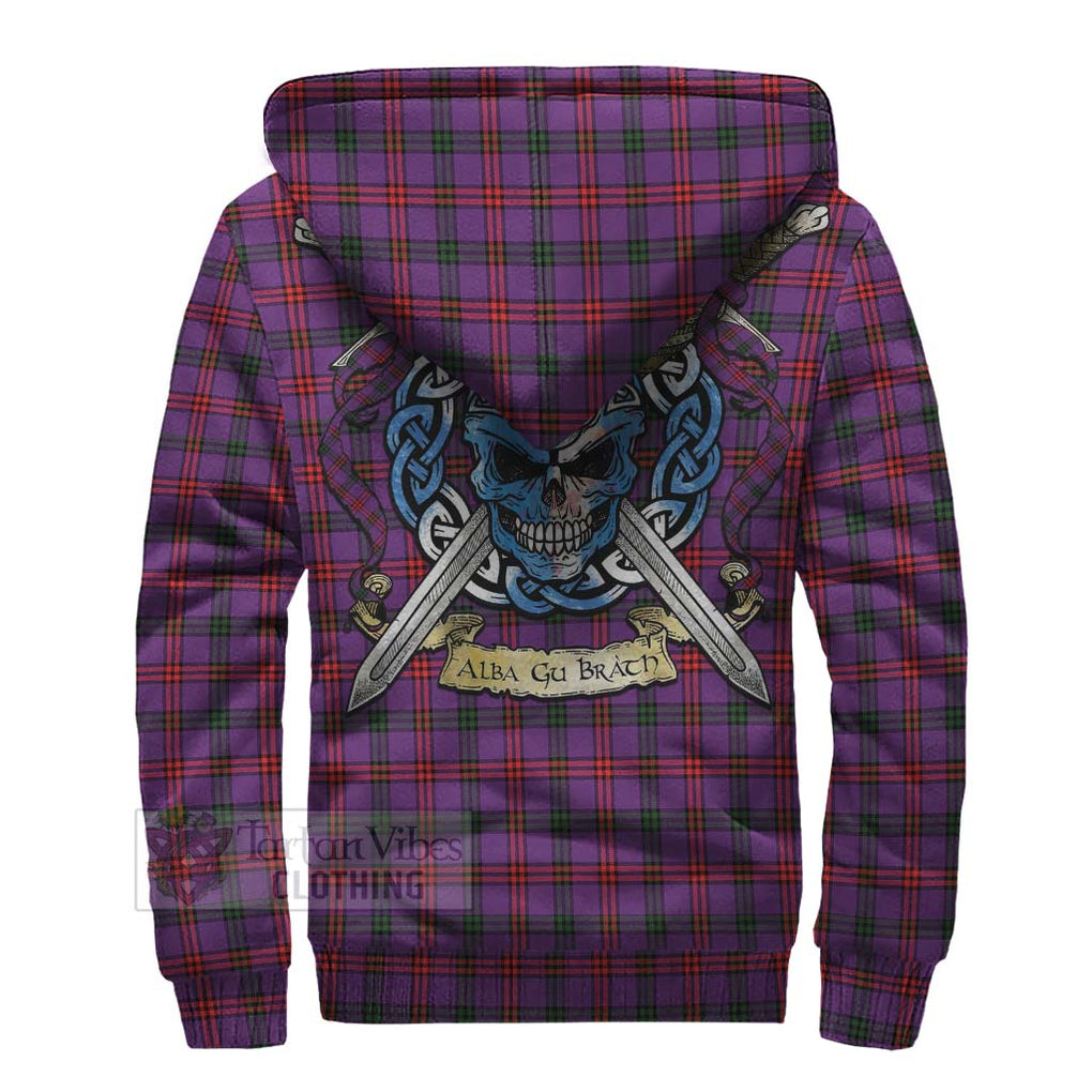 Tartan Vibes Clothing Montgomery Tartan Sherpa Hoodie with Family Crest Celtic Skull Style