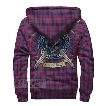 Montgomery Tartan Sherpa Hoodie with Family Crest Celtic Skull Style