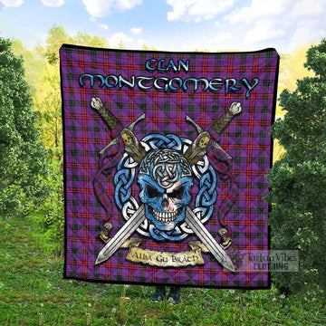 Montgomery Tartan Quilt with Celtic Skull Alba Gu Brath Style