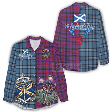 Montgomery Tartan Women's Casual Shirt Happy St. Andrew's Day Half Tartan Style