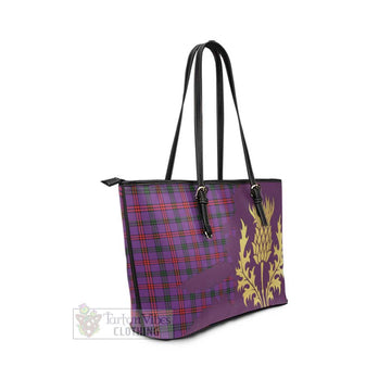 Montgomery Tartan Leather Tote Bag Gold Thistle Style - Tartan Vibes Clothing