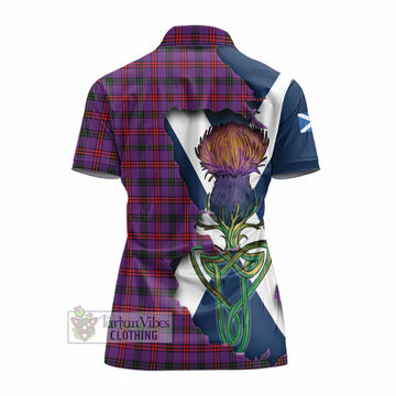 Montgomery Tartan Family Crest Women's Polo Shirt Scottish Thistle Celtic Inspired