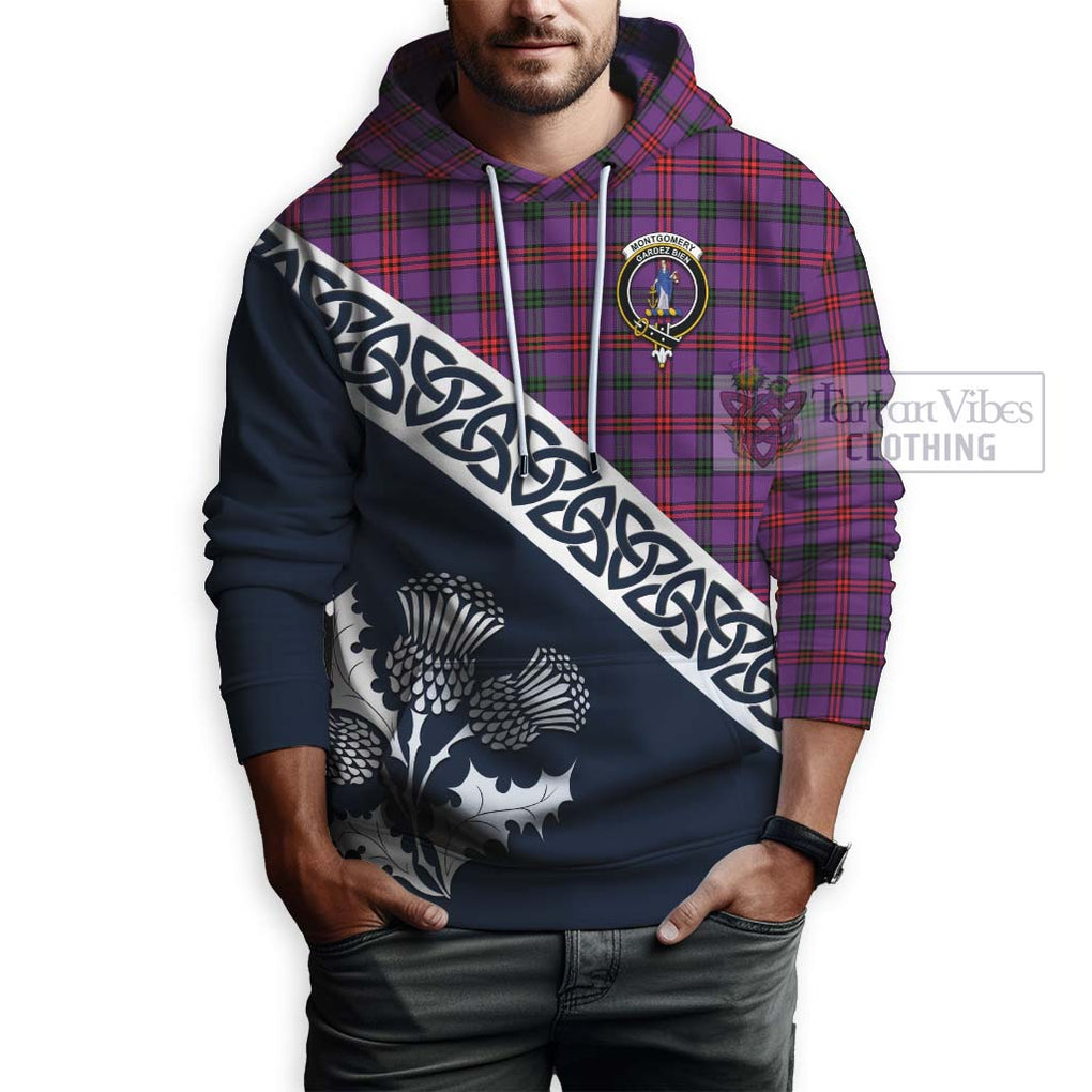 Tartan Vibes Clothing Montgomery Tartan Hoodie Featuring Thistle and Scotland Map