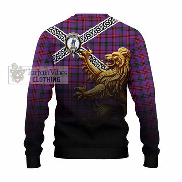 Montgomery Crest Tartan Knitted Sweater with Golden Lion Emblem Celtic Style - Tartan Vibes Clothing