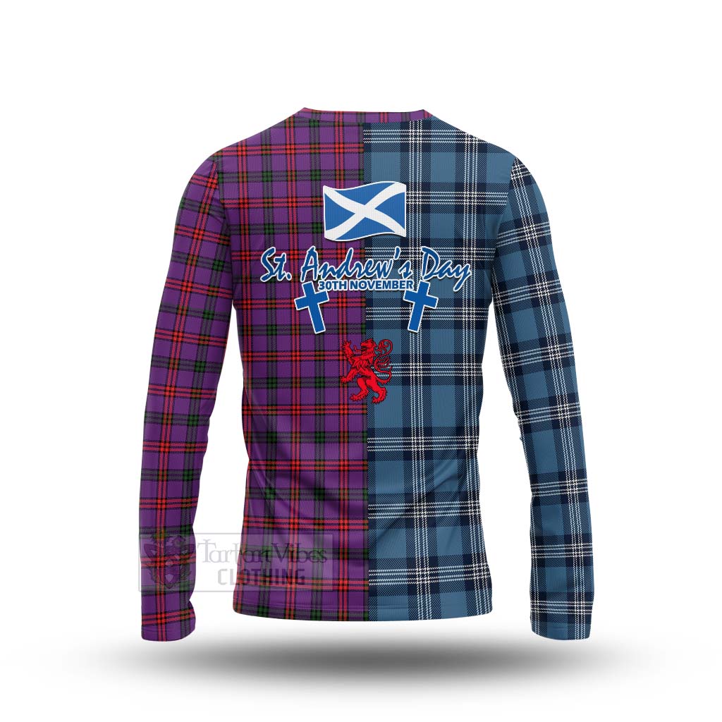 Tartan Vibes Clothing Montgomery Tartan Long Sleeve T-Shirt Happy St. Andrew's Day Half Tartan Style