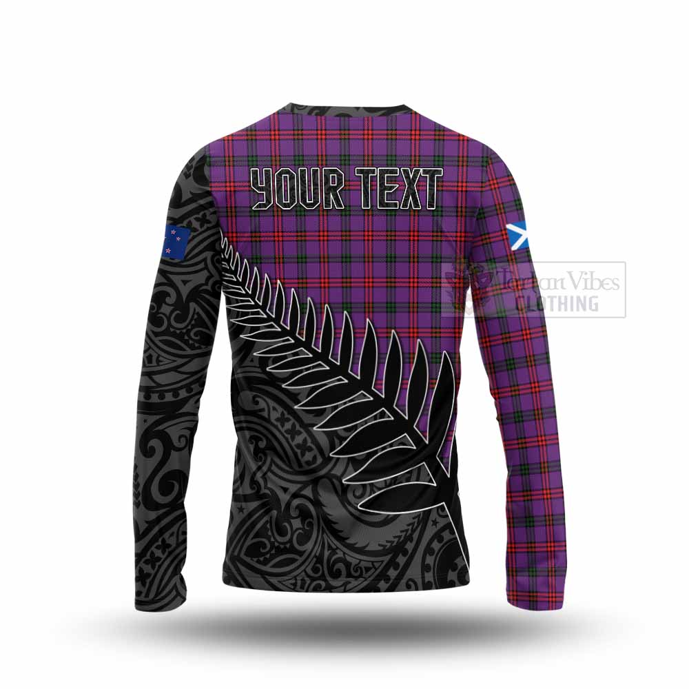 Tartan Vibes Clothing Montgomery Crest Tartan Long Sleeve T-Shirt with New Zealand Silver Fern Half Style